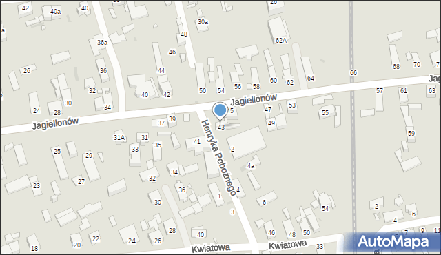 Opole, Jagiellonów, 43, mapa Opola