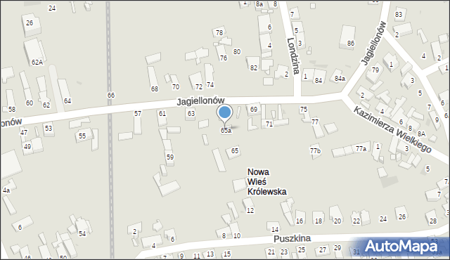 Opole, Jagiellonów, 65a, mapa Opola