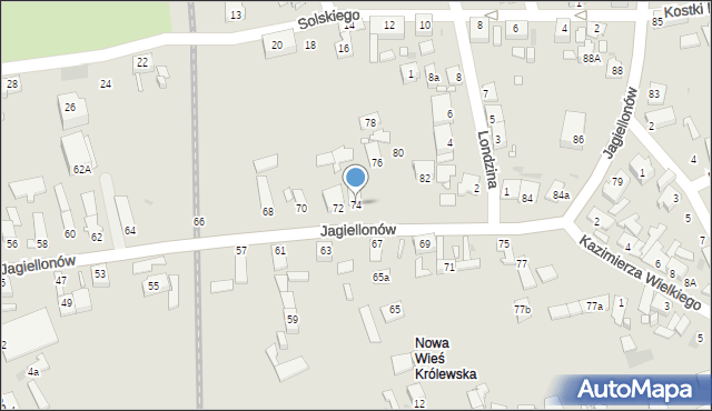 Opole, Jagiellonów, 74, mapa Opola