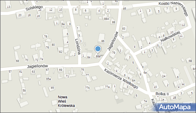 Opole, Jagiellonów, 84a, mapa Opola