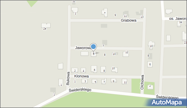 Osieczna, Jaworowa, 6, mapa Osieczna