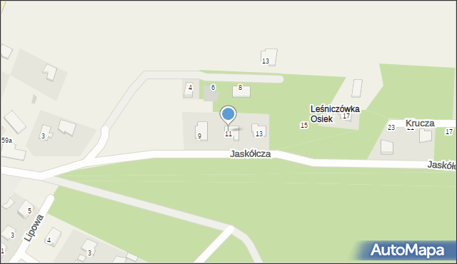 Osiek nad Wisłą, Jaskółcza, 11, mapa Osiek nad Wisłą