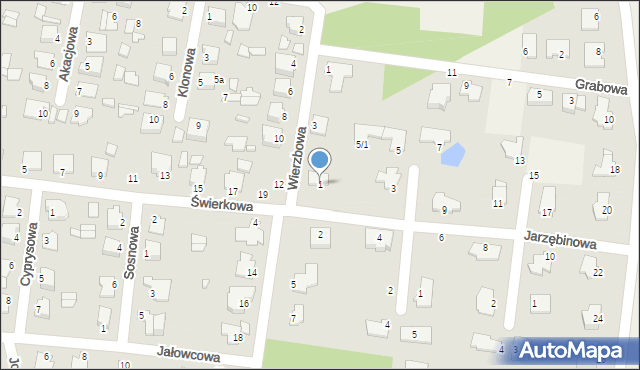 Osielsko, Jarzębinowa, 1, mapa Osielsko