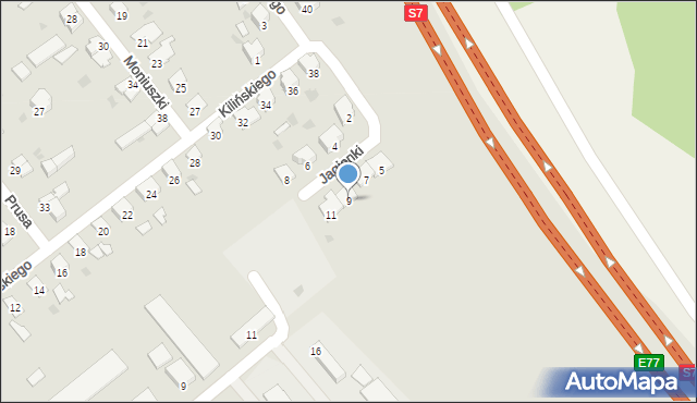 Ostróda, Jagienki, 9, mapa Ostróda