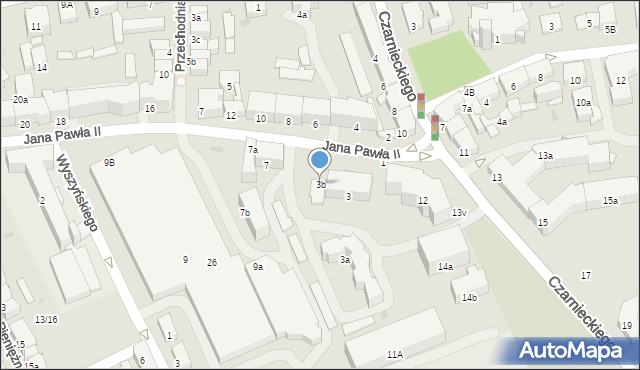Ostróda, Jana Pawła II, 3b, mapa Ostróda