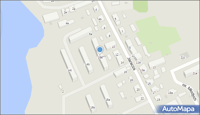 Ostróda, Jaracza Stefana, 14a, mapa Ostróda