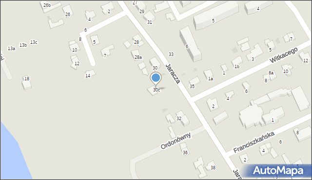 Ostróda, Jaracza Stefana, 30c, mapa Ostróda
