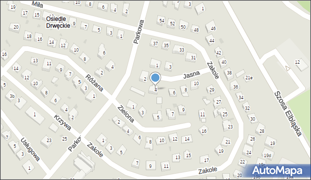 Ostróda, Jasna, 4, mapa Ostróda