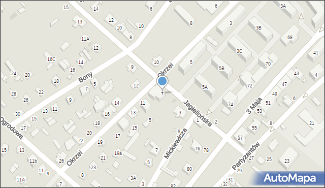 Ostrów Mazowiecka, Jagiellońska, 7, mapa Ostrów Mazowiecka