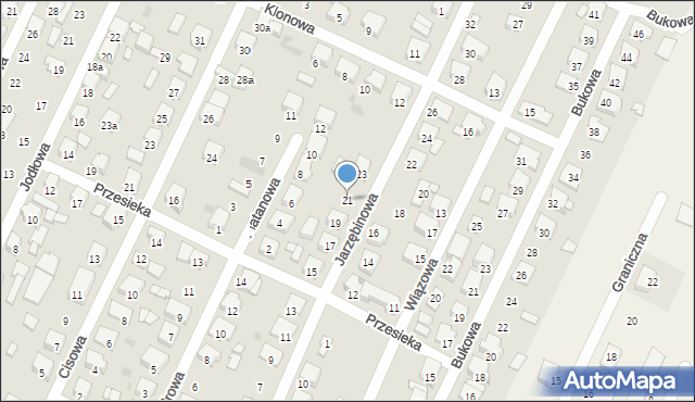 Ostrów Wielkopolski, Jarzębinowa, 21, mapa Ostrów Wielkopolski