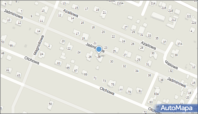 Ostrów Wielkopolski, Jaśminowa, 28, mapa Ostrów Wielkopolski