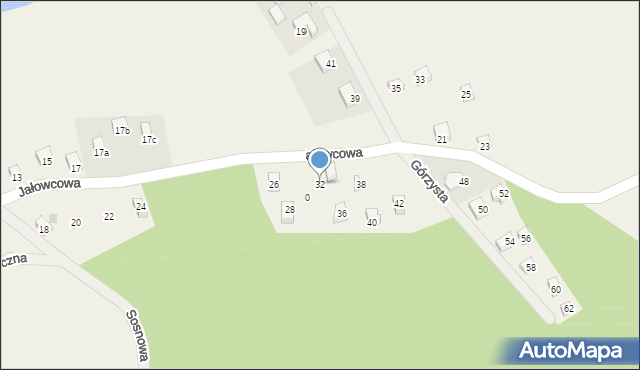 Ostrzyce, Jałowcowa, 32, mapa Ostrzyce