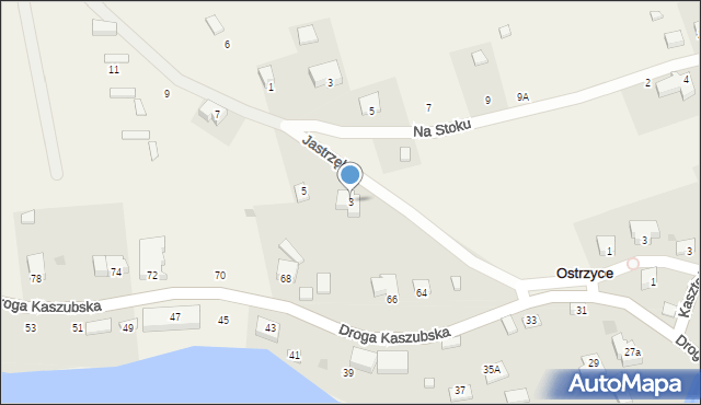 Ostrzyce, Jastrzębia, 3, mapa Ostrzyce