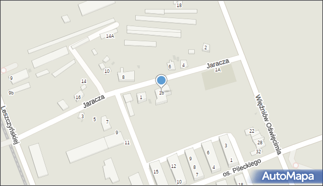 Oświęcim, Jaracza Stefana, 1b, mapa Oświęcimia