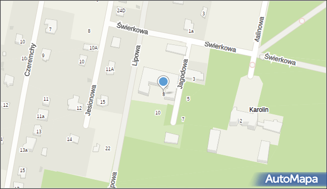 Otrębusy, Jagodowa, 8, mapa Otrębusy