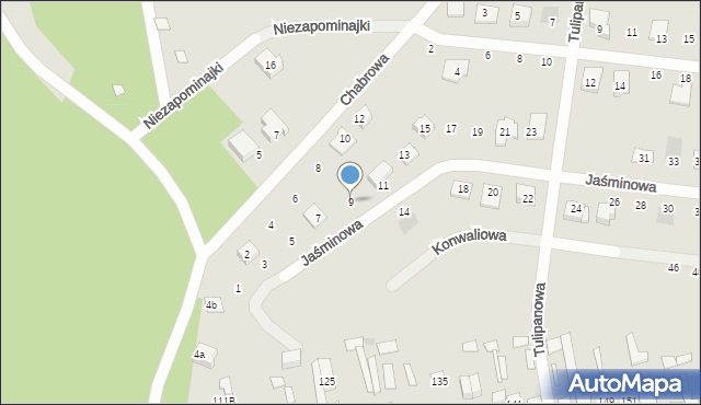 Otwock, Jaśminowa, 9, mapa Otwock