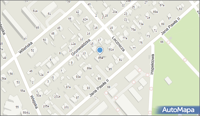 Pabianice, Jana Pawła II, 85a, mapa Pabianic
