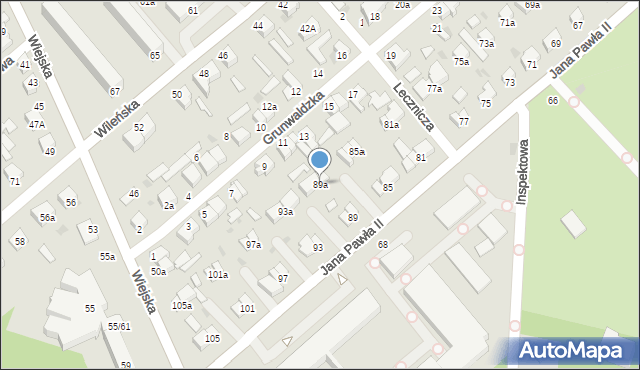 Pabianice, Jana Pawła II, 89a, mapa Pabianic