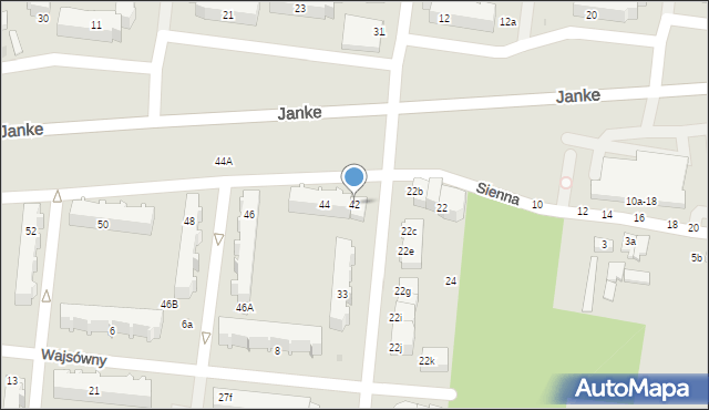 Pabianice, Janke-Waltera Zygmunta, gen., 42, mapa Pabianic