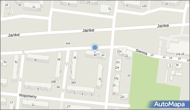 Pabianice, Janke-Waltera Zygmunta, gen., 44, mapa Pabianic