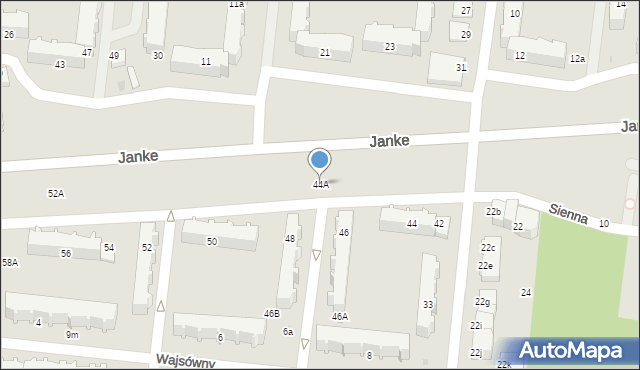 Pabianice, Janke-Waltera Zygmunta, gen., 44A, mapa Pabianic