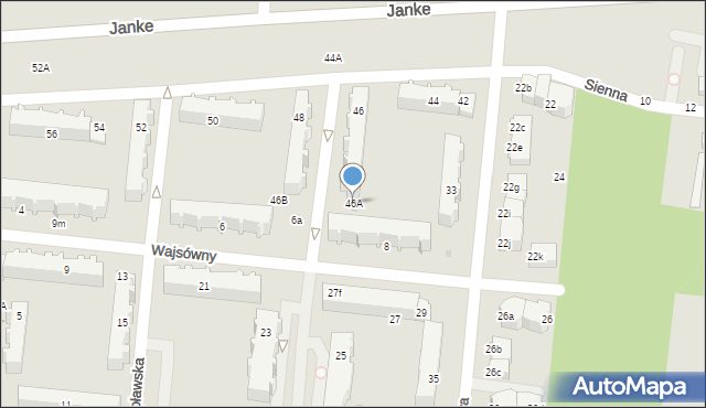 Pabianice, Janke-Waltera Zygmunta, gen., 46A, mapa Pabianic