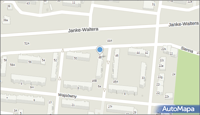 Pabianice, Janke-Waltera Zygmunta, gen., 48, mapa Pabianic