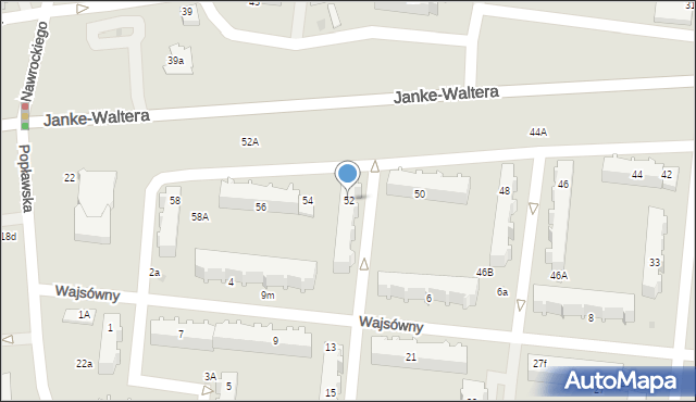 Pabianice, Janke-Waltera Zygmunta, gen., 52, mapa Pabianic