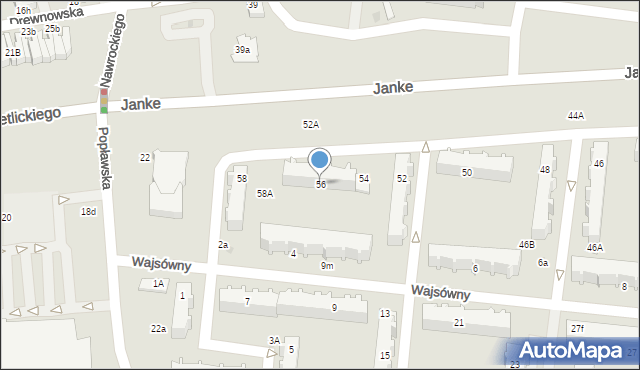 Pabianice, Janke-Waltera Zygmunta, gen., 56, mapa Pabianic