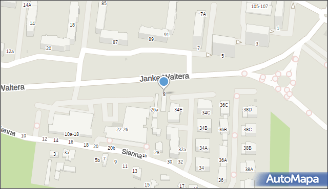 Pabianice, Janke-Waltera Zygmunta, gen., 8, mapa Pabianic