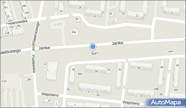 Pabianice, Janke Zygmunta, gen., 52A, mapa Pabianic