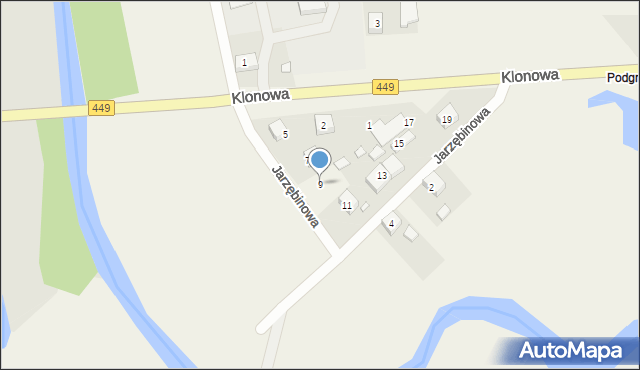 Palaty, Jarzębinowa, 9, mapa Palaty