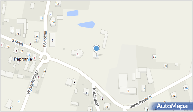 Paprotnia, Jana Pawła II, 3, mapa Paprotnia