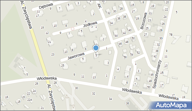 Parczew, Jaworowa, 3, mapa Parczew