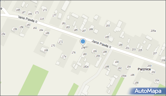 Parznice, Jana Pawła II, 178, mapa Parznice