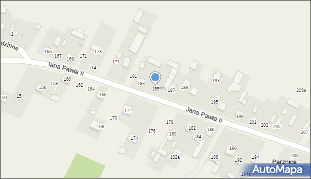 Parznice, Jana Pawła II, 185, mapa Parznice
