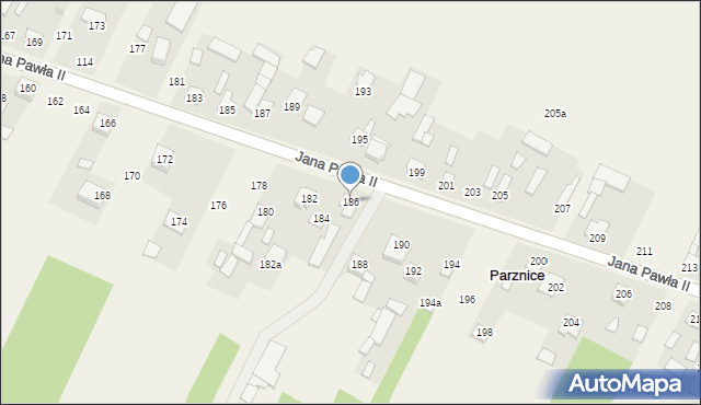 Parznice, Jana Pawła II, 186, mapa Parznice