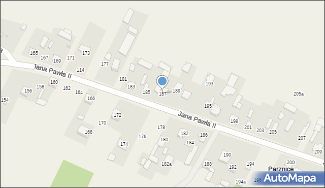Parznice, Jana Pawła II, 187, mapa Parznice