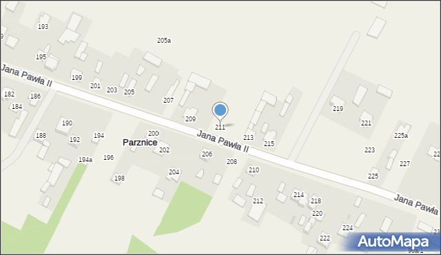 Parznice, Jana Pawła II, 211, mapa Parznice