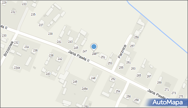 Parznice, Jana Pawła II, 249, mapa Parznice