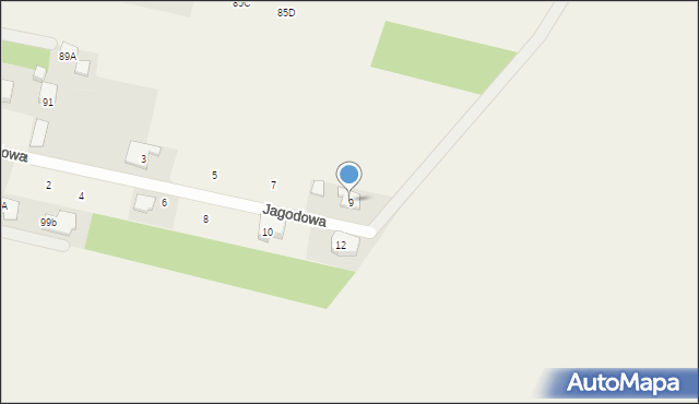 Pęcice, Jagodowa, 9, mapa Pęcice