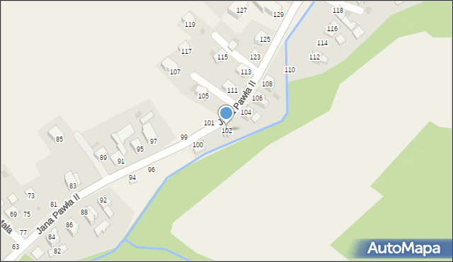 Pewel Mała, Jana Pawła II, 102, mapa Pewel Mała