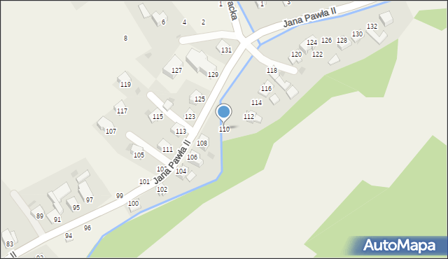 Pewel Mała, Jana Pawła II, 110, mapa Pewel Mała