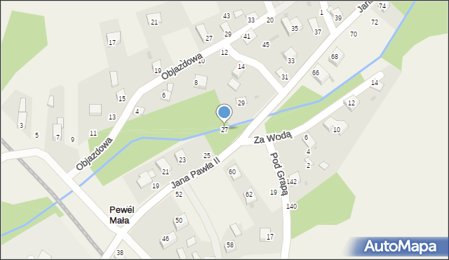 Pewel Mała, Jana Pawła II, 27, mapa Pewel Mała