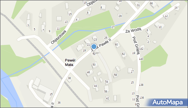 Pewel Mała, Jana Pawła II, 52, mapa Pewel Mała