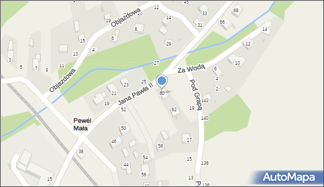 Pewel Mała, Jana Pawła II, 60, mapa Pewel Mała