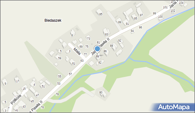 Pewel Mała, Jana Pawła II, 84, mapa Pewel Mała