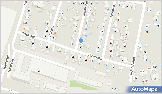 Piastów, Jaśminowa, 14, mapa Piastów