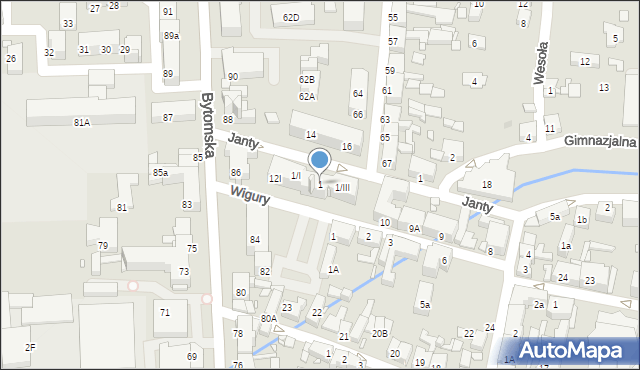 Piekary Śląskie, Janty Józefa, 1/II, mapa Piekary Śląskie