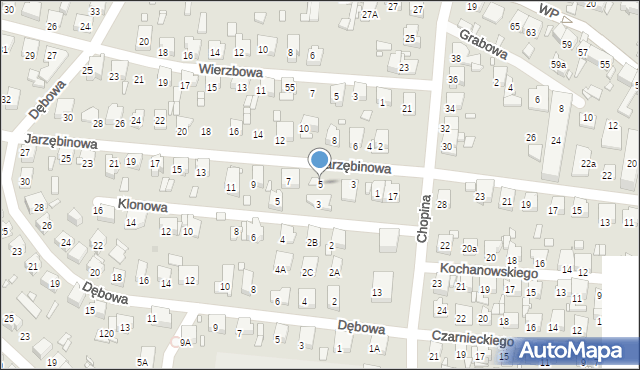 Piekary Śląskie, Jarzębinowa, 5, mapa Piekary Śląskie